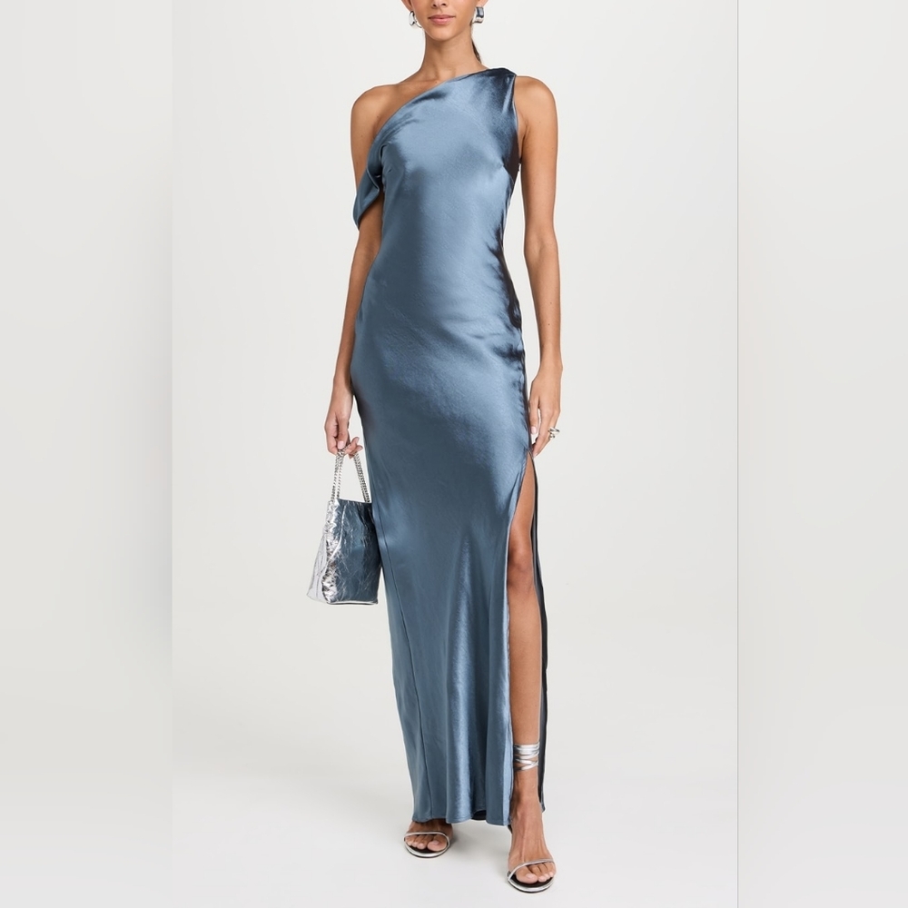 Gia One-Shoulder Maxi Dress in Slate